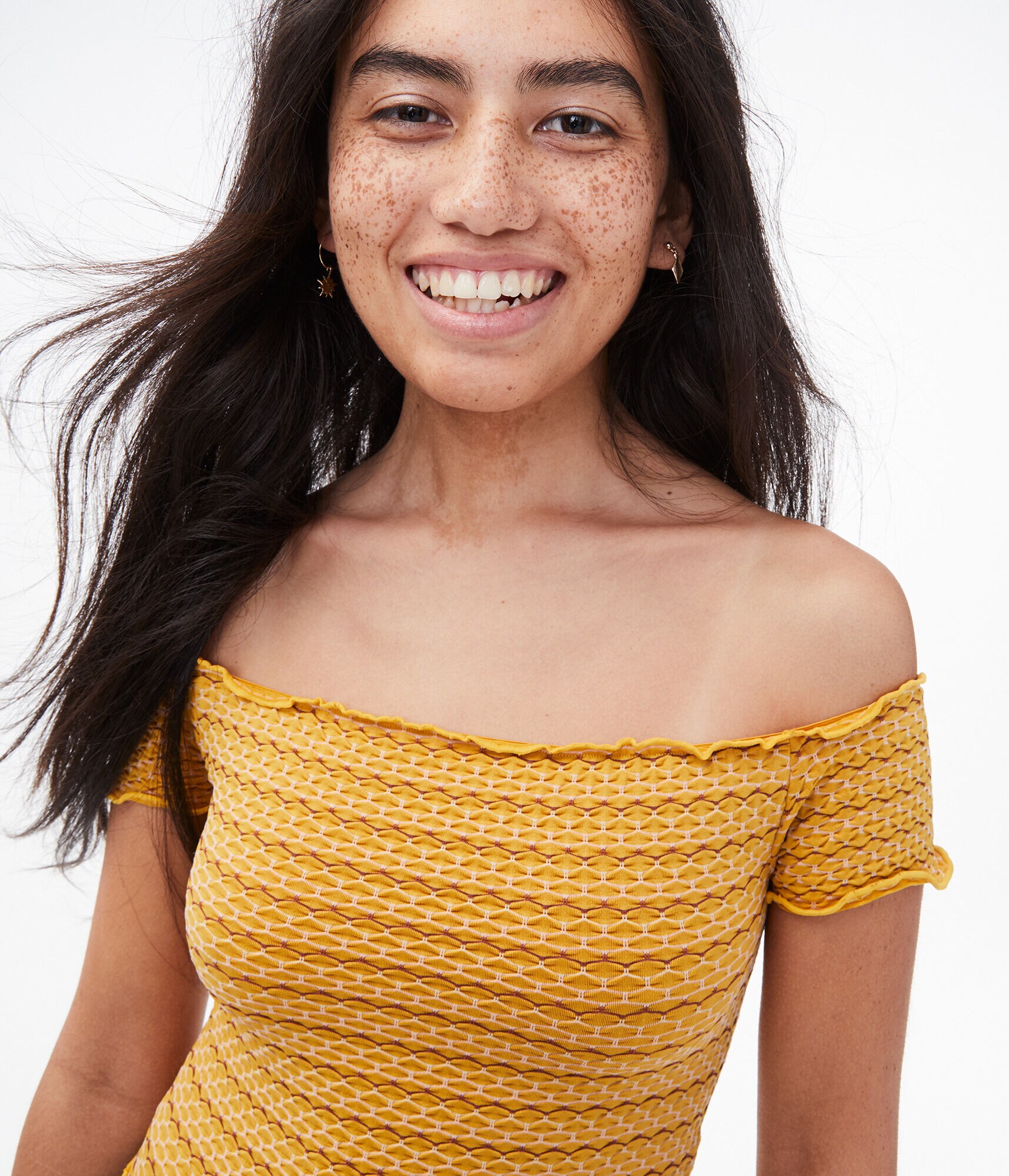 Seamless Smocked Off-The-Shoulder Top