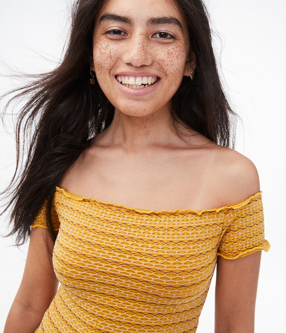 Seamless Smocked Off-The-Shoulder Top