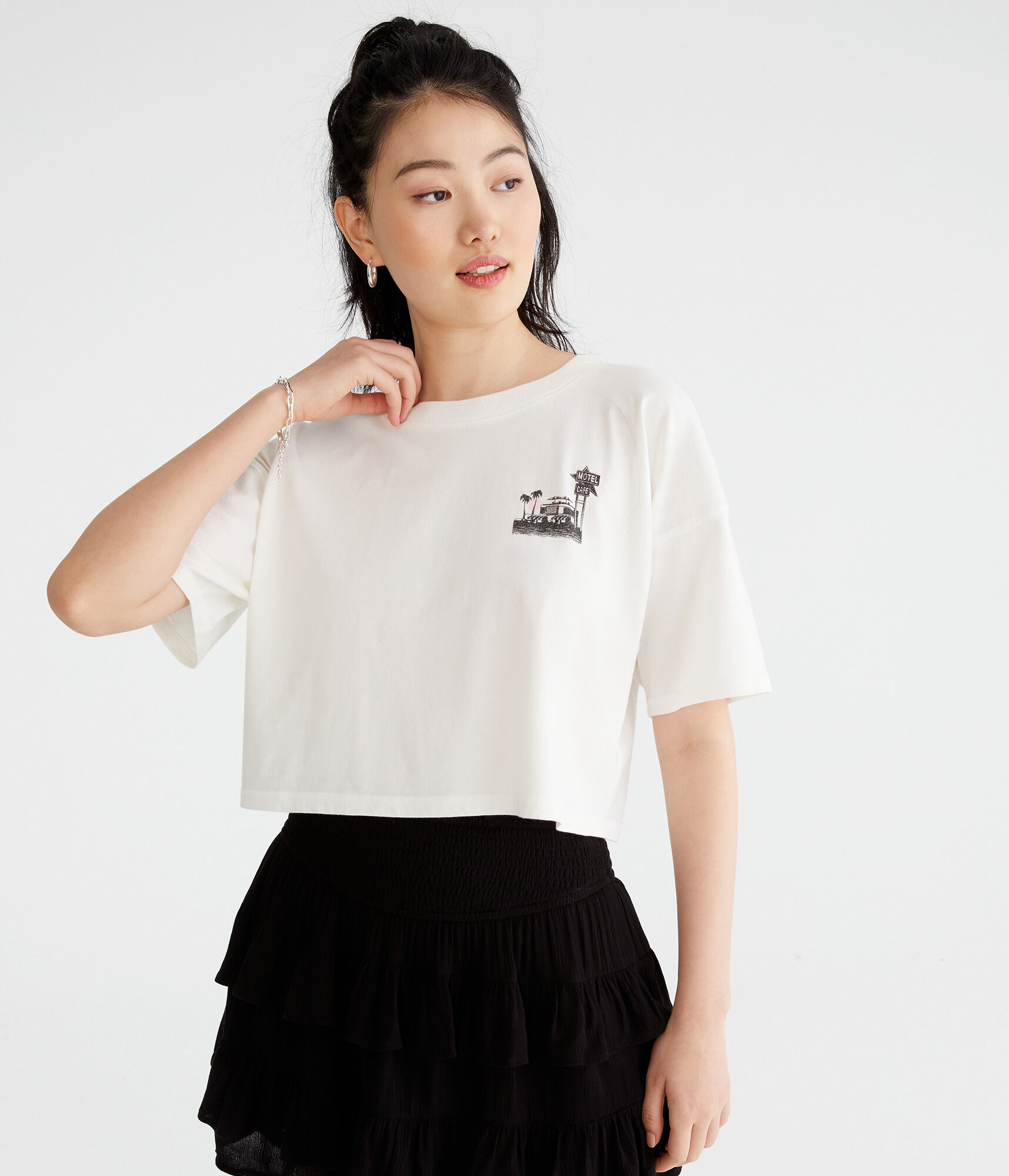 Malibu Cafe Cropped Boyfriend Graphic Tee