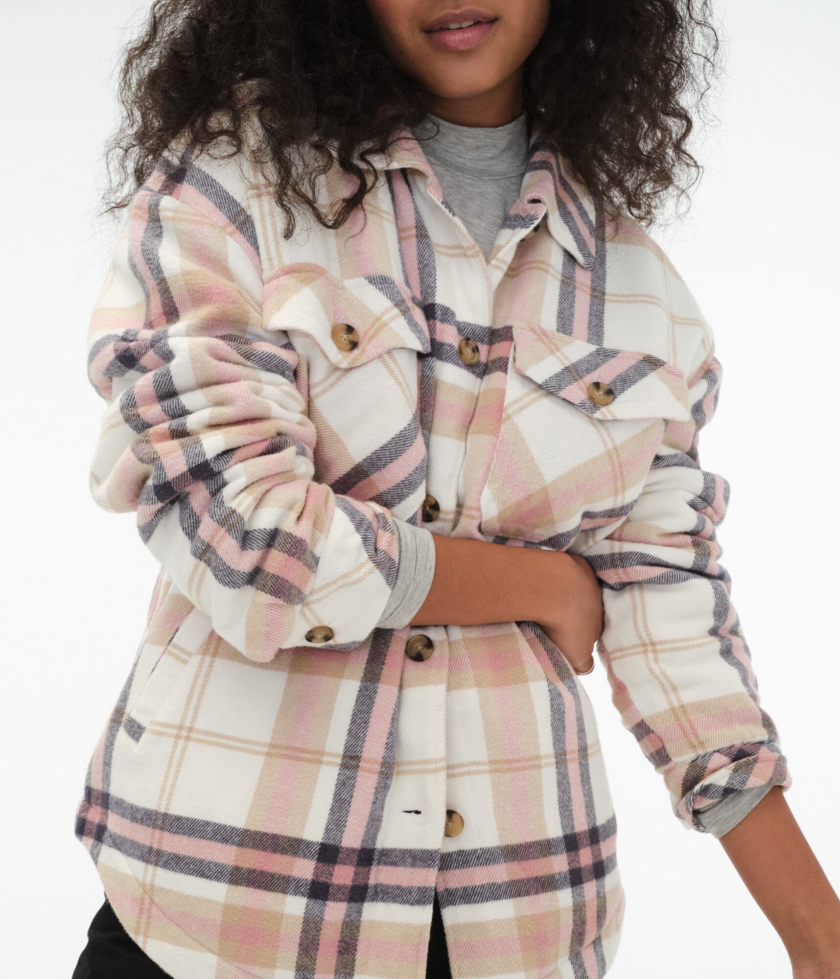 Plaid Flannel Buttoned Shirt Jacket