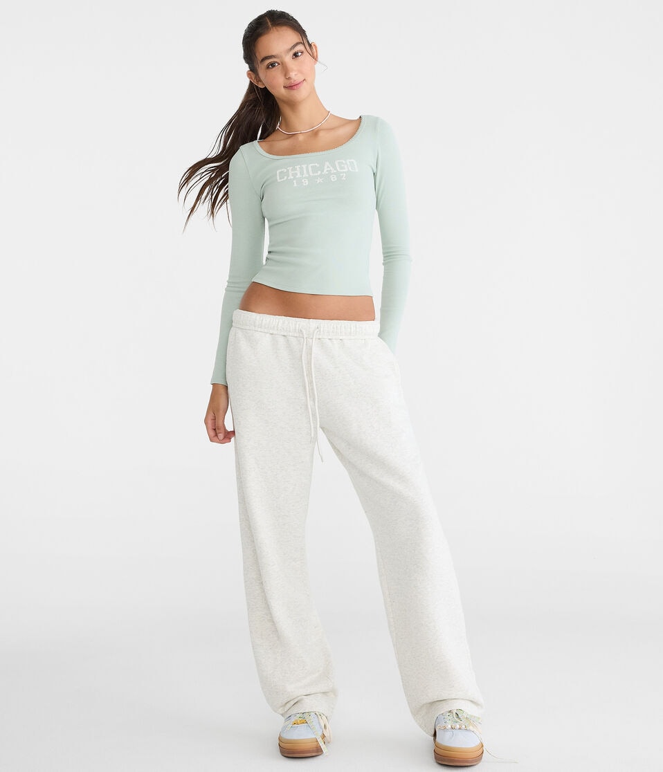 Cloud Soft Lace Bow Straight Leg Sweatpants