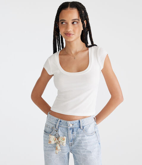 Seriously Soft Ribbed Scoop-Neck Baby Tee Seriously Soft Ribbed Scoop-Neck Baby Tee