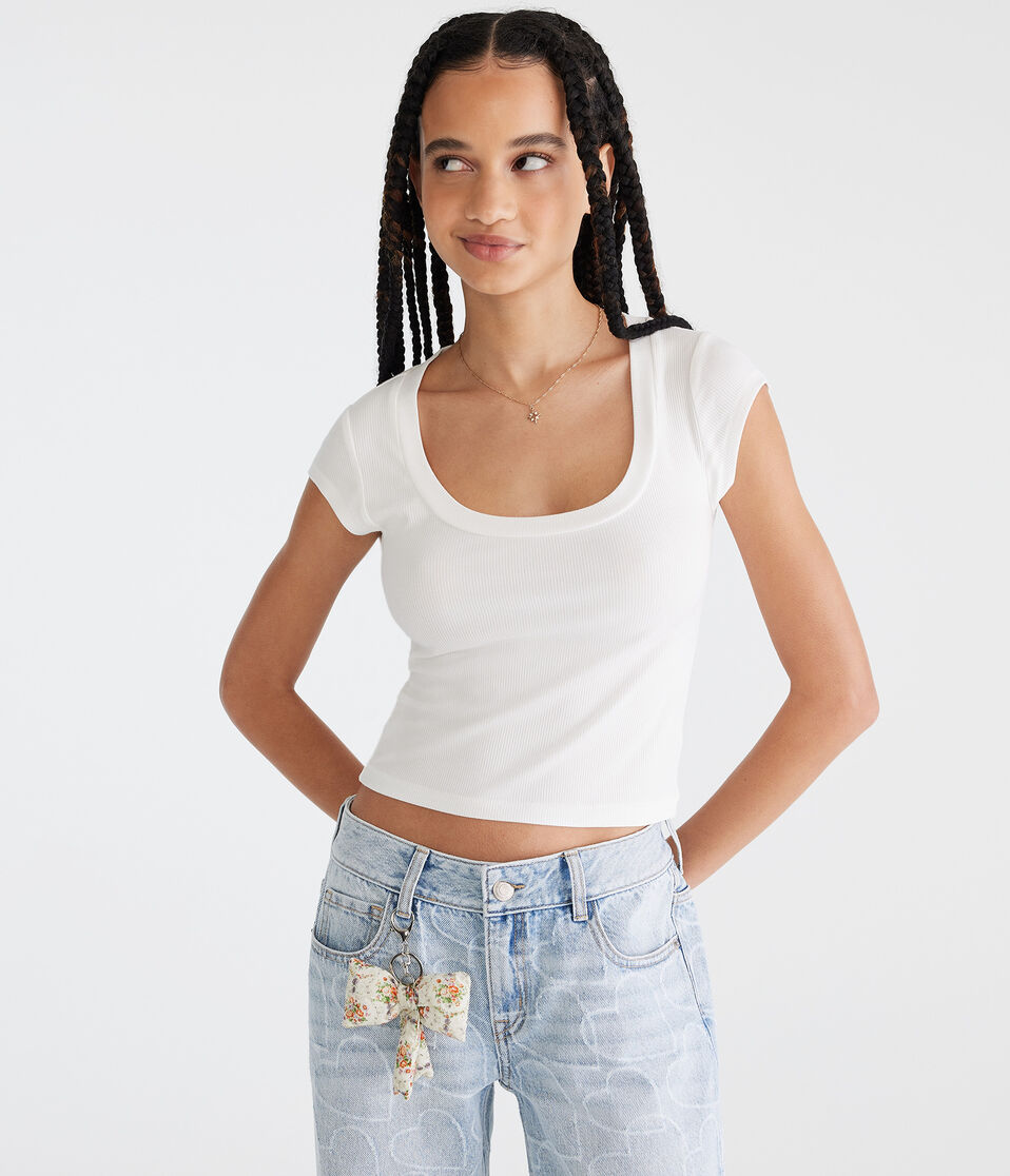 Seriously Soft Ribbed Scoop-Neck Baby Tee