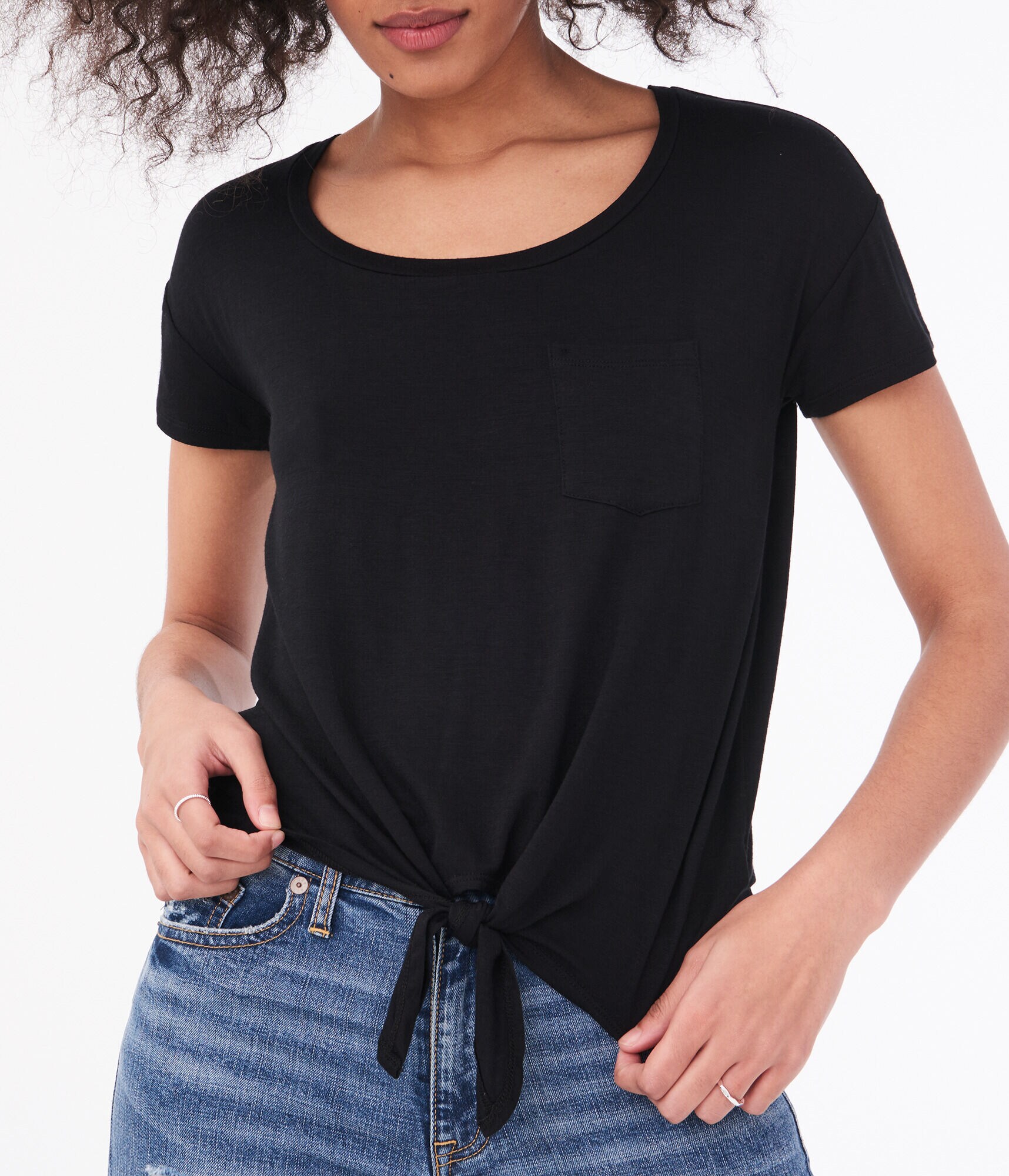 Seriously Soft Tie-Front Pocket Tee***