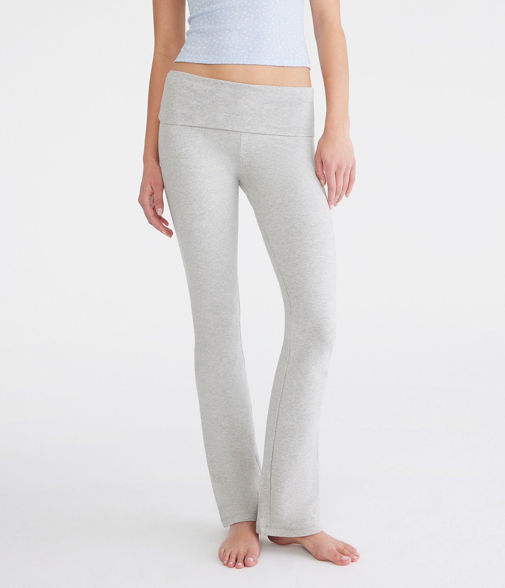 Mid-Rise Fold-Over Bootcut Pants