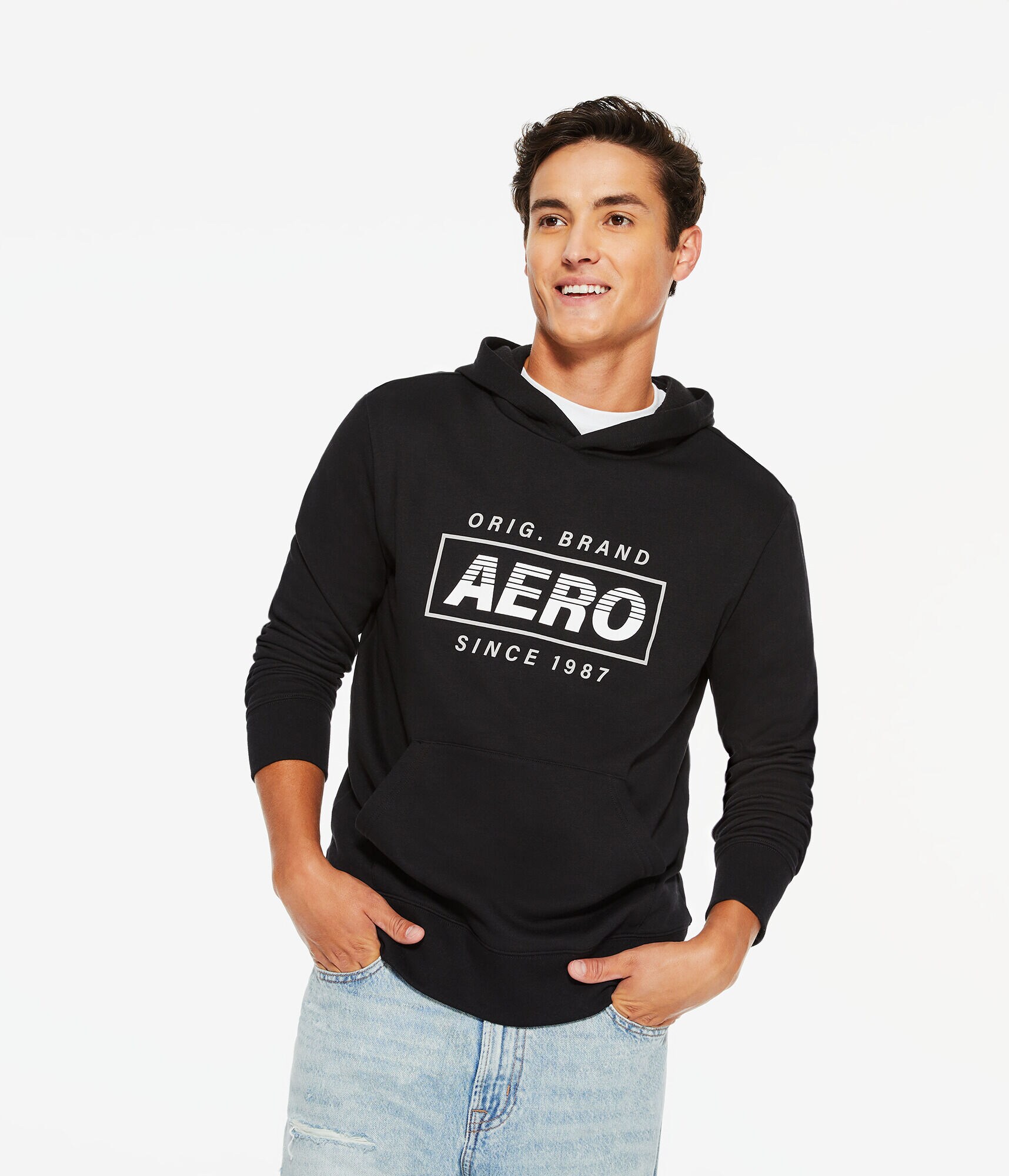 Aero Original Brand Box Logo Pullover Hoodie