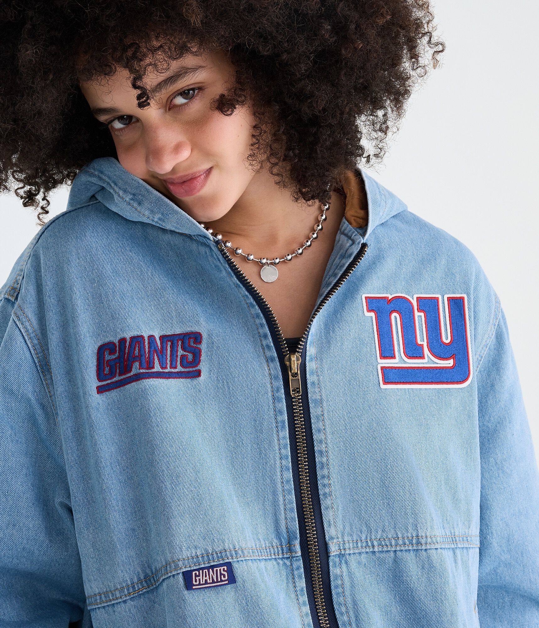 New York Giants Full-Zip Hooded Denim Jacket