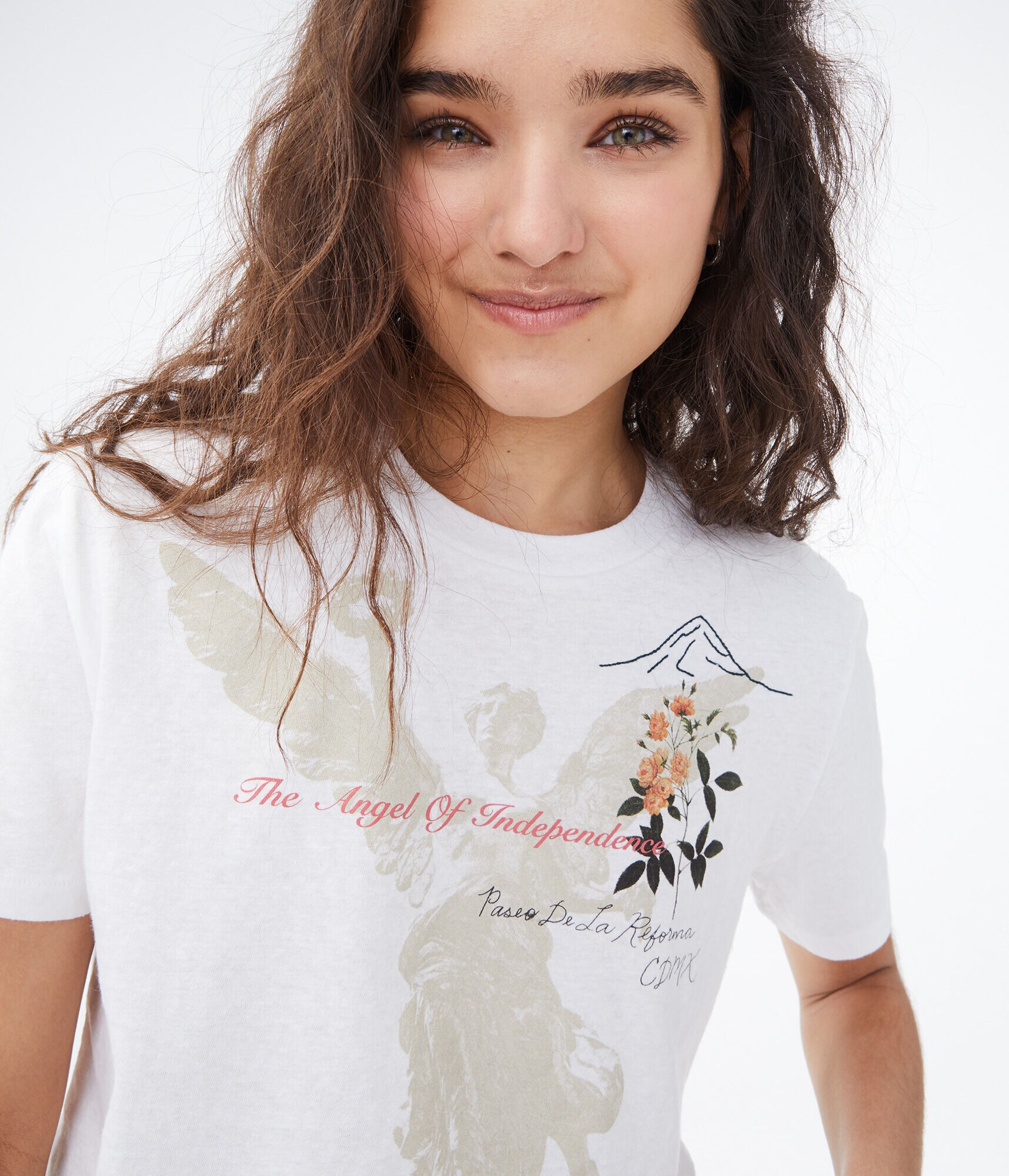 Mexico City El &Aacute;ngel Cropped Boxy Graphic Tee