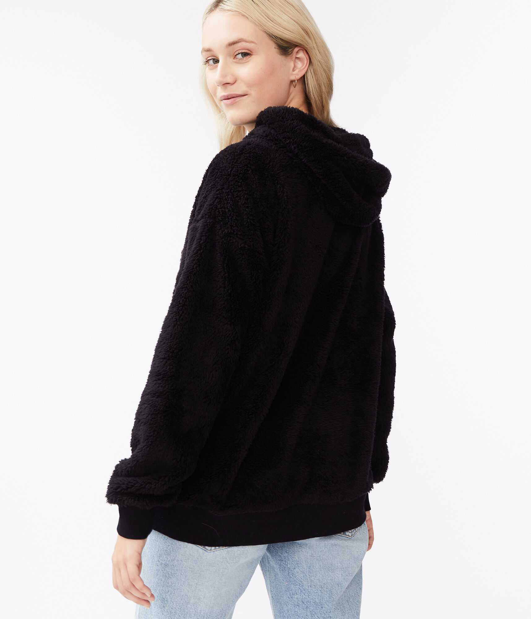 Oversized Sherpa Fleece Pullover Hoodie