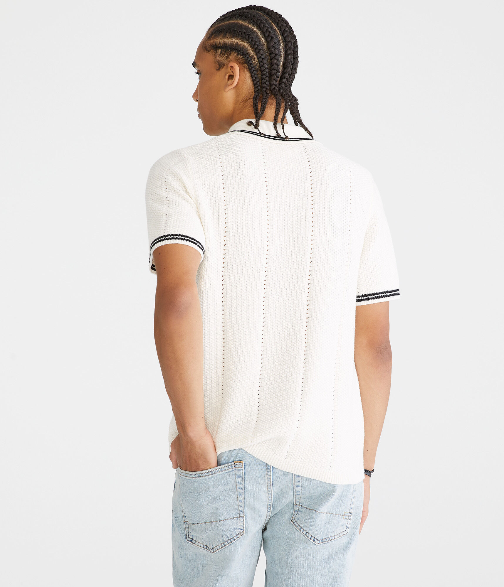Solid Tipped Crocheted Polo