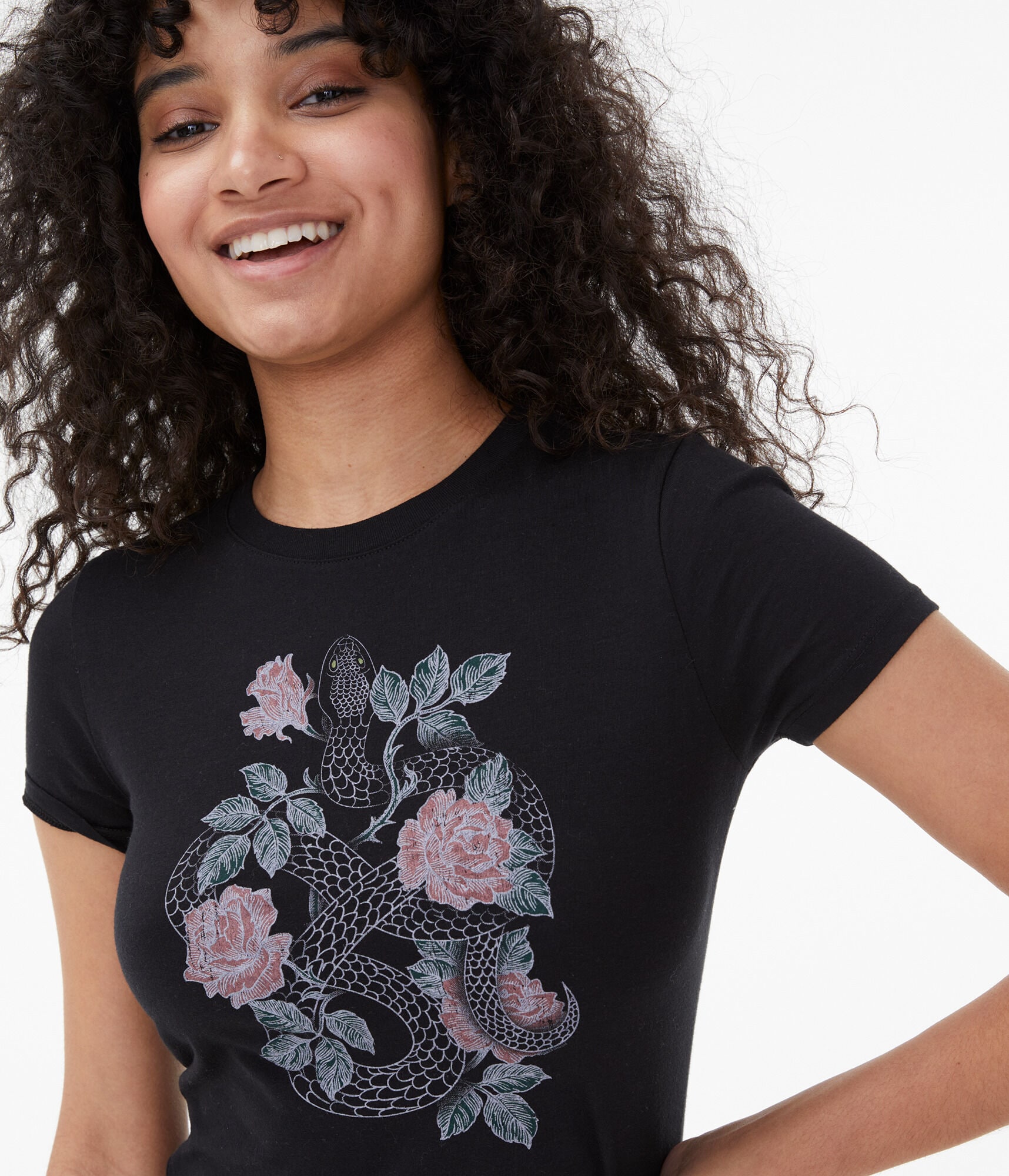Snake And Roses Graphic Tee