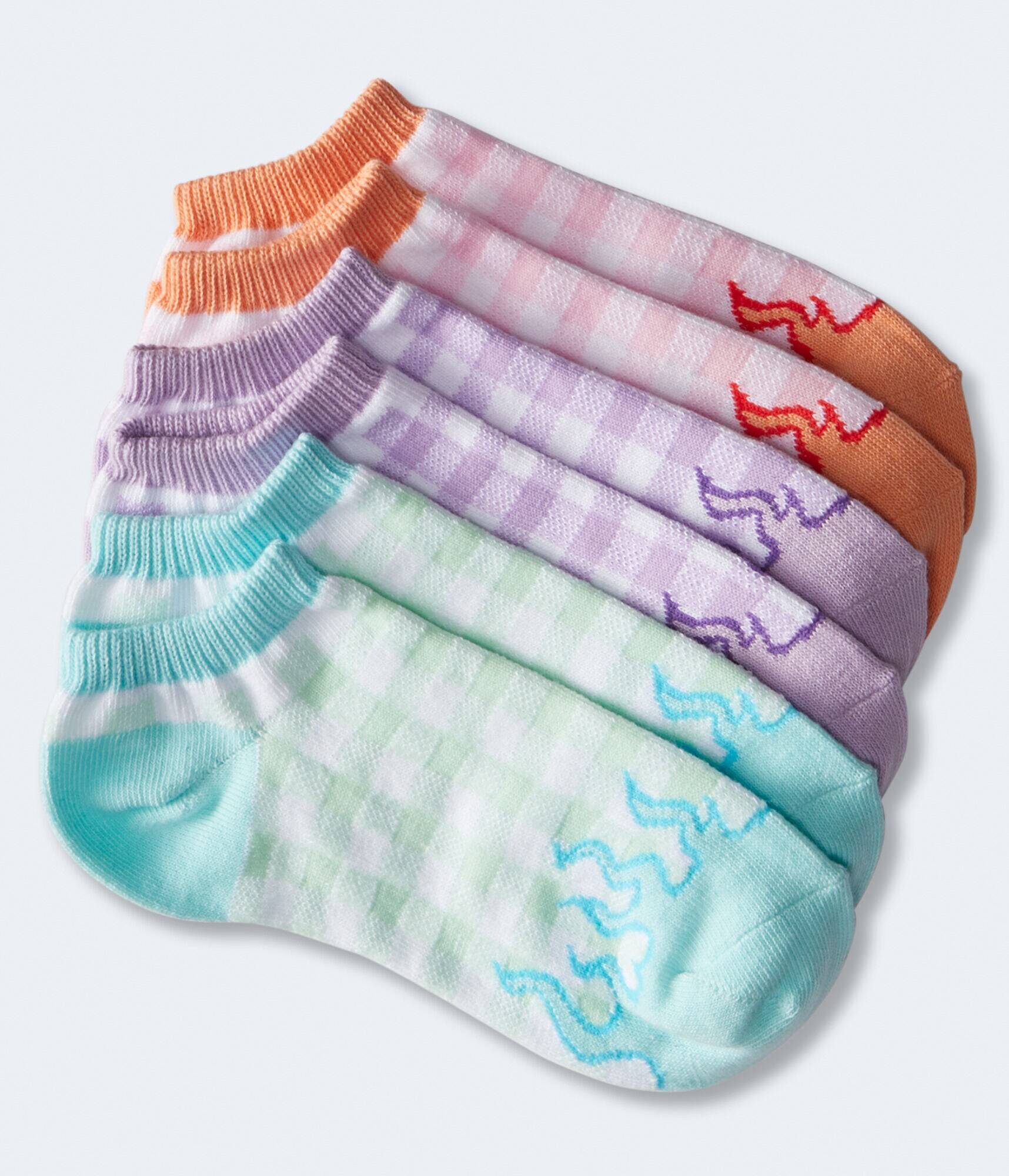 Gingham Flame Ankle Sock 3-Pack