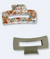 Open Rectangle Claw Hair Clip 2-Pack