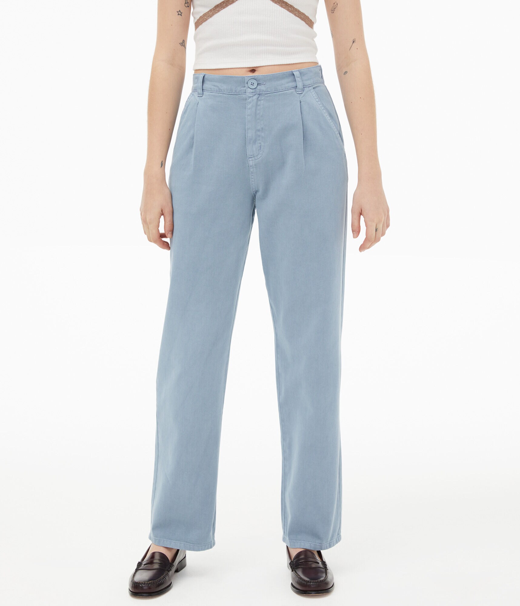 High-Rise Relaxed Pleated Pants