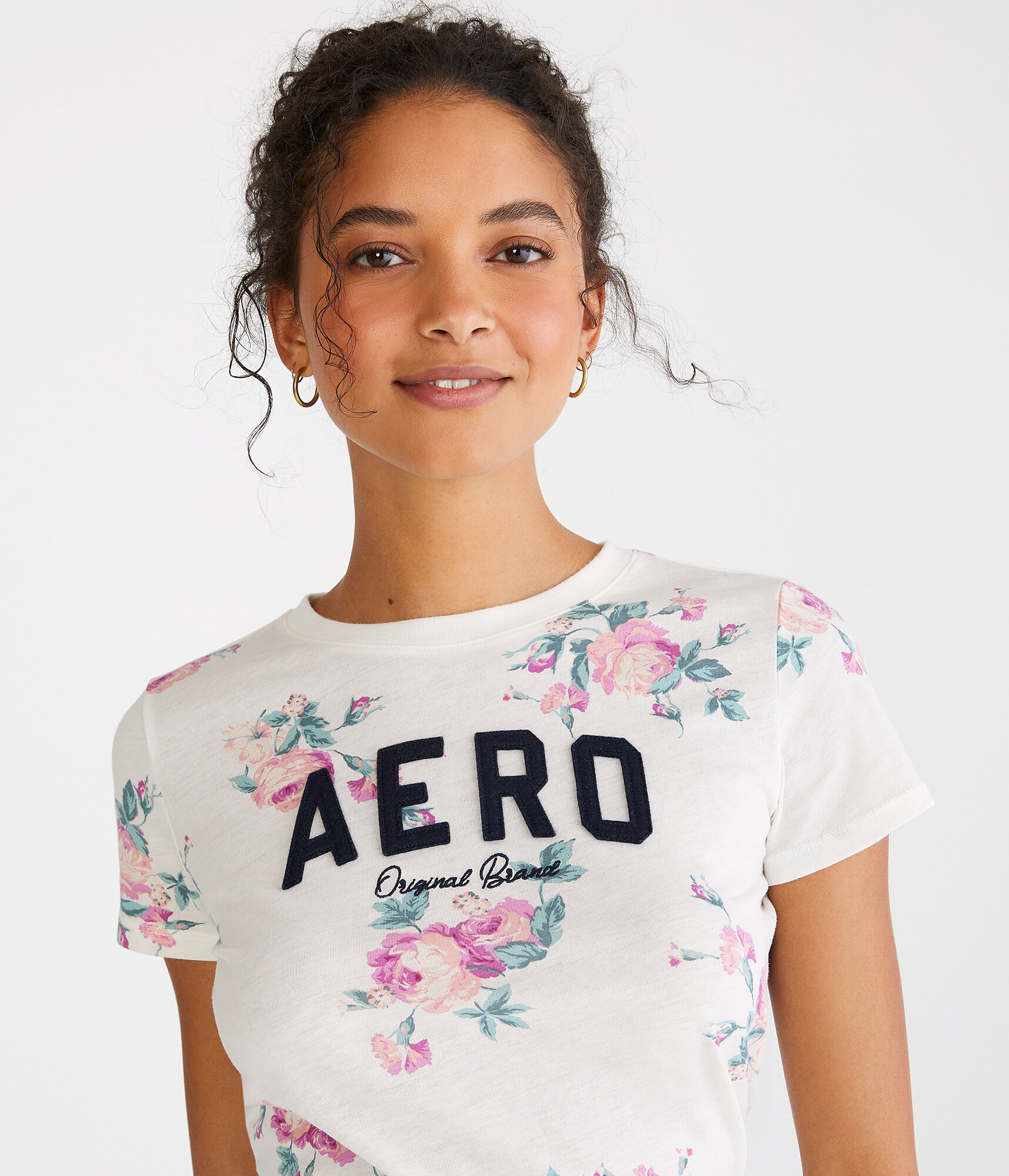 Aero Allover Floral Appliqu&eacute; Graphic Tee