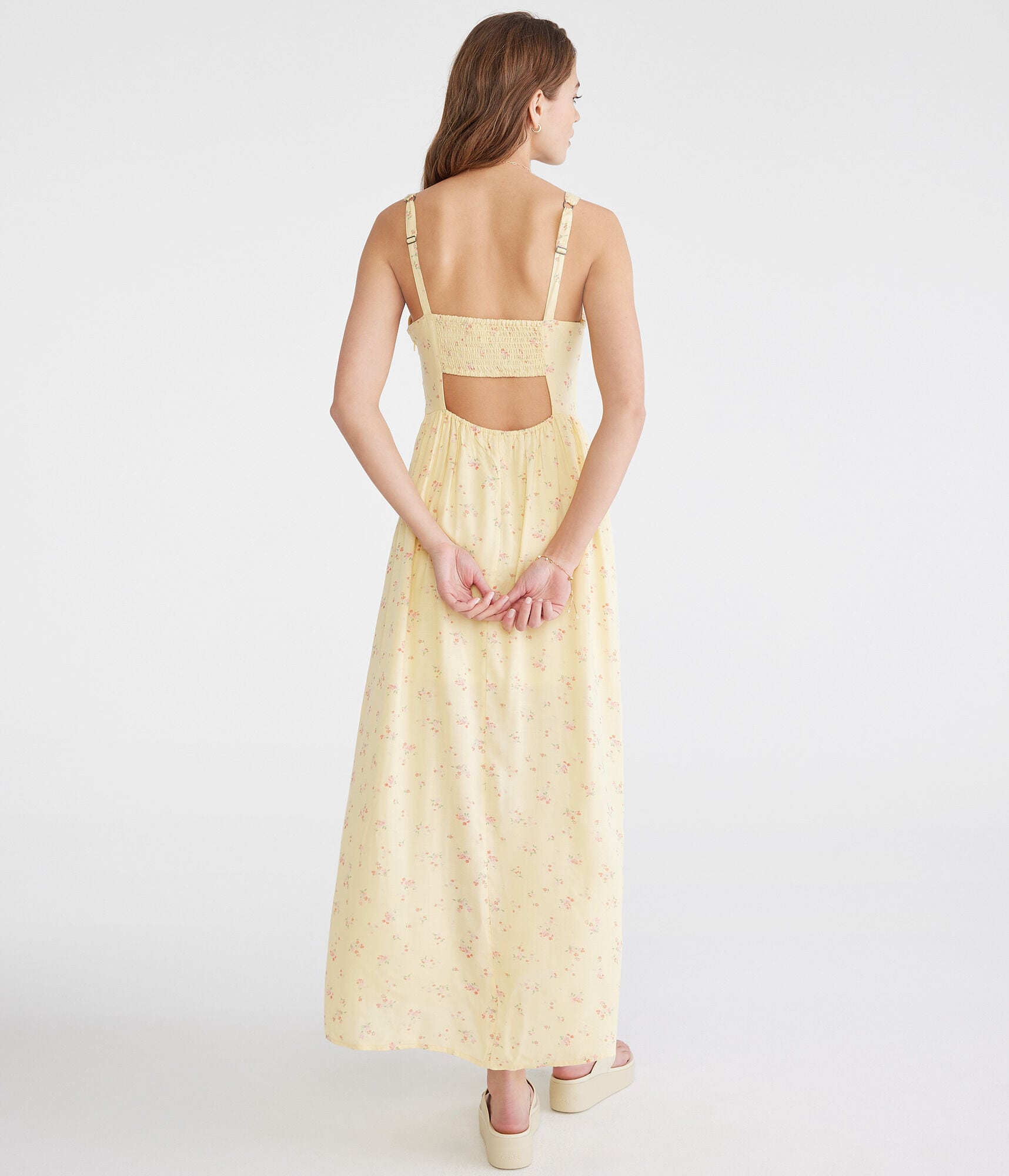 Floral Sweetheart Open-Back Maxi Dress