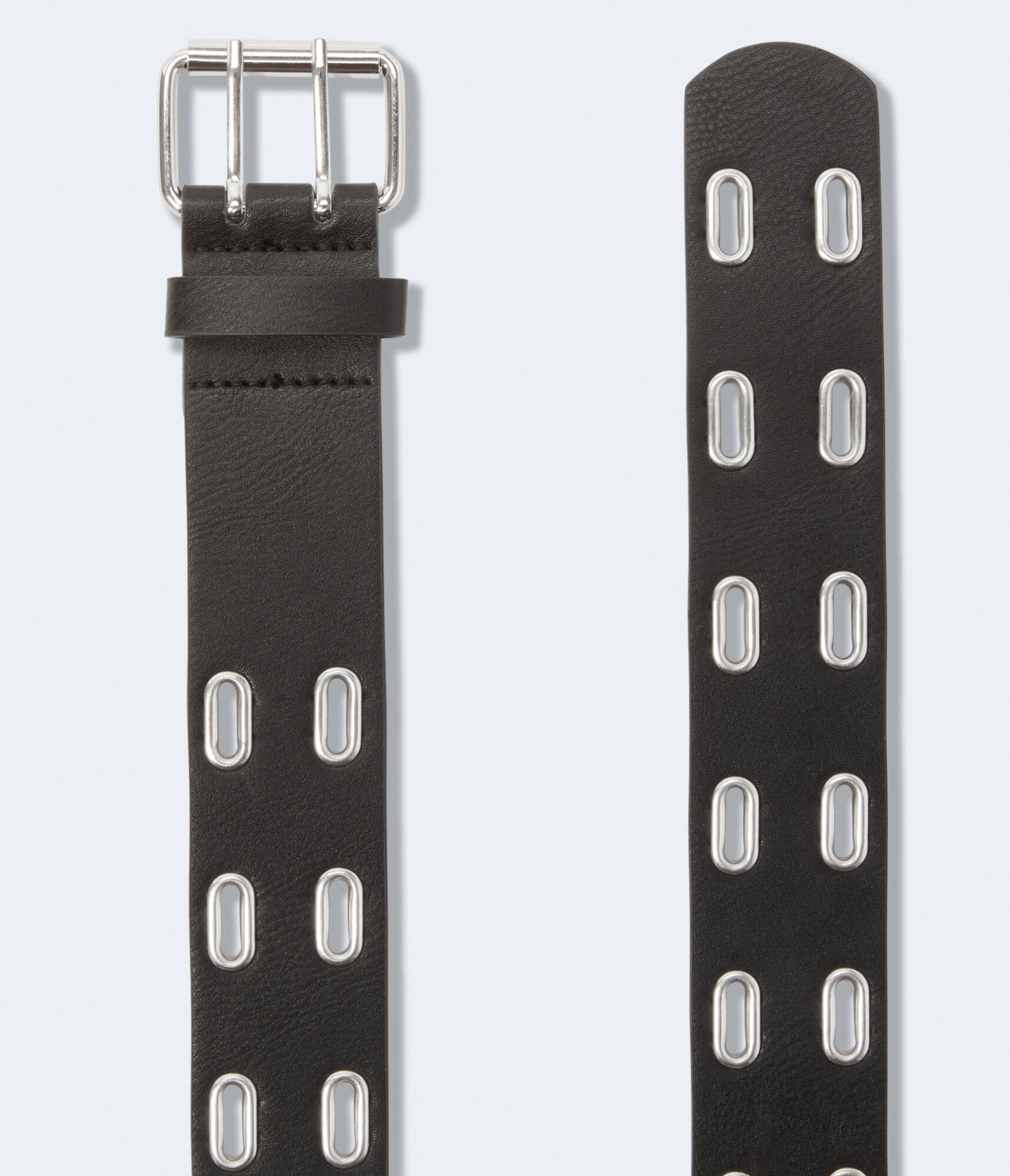 Faux Leather Oval Grommet Belt