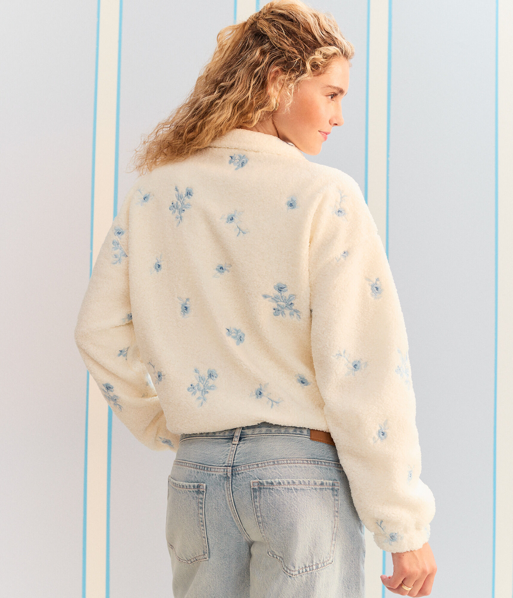 Demetra for Aero Floral Full-Zip Sherpa Jacket