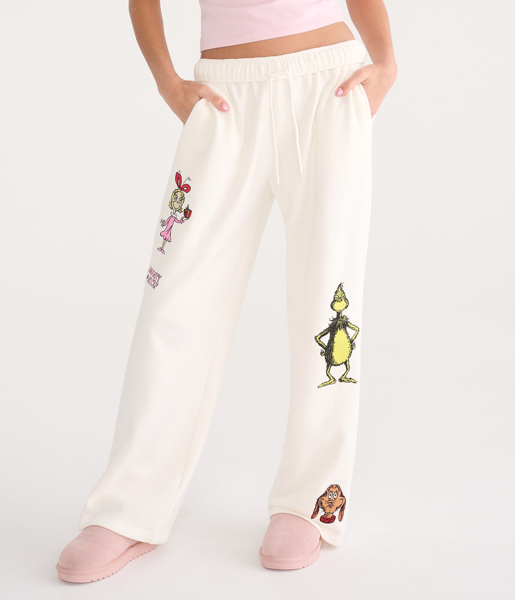 The Grinch Naughty Or Nice Mid-Rise Straight Leg Sweatpants