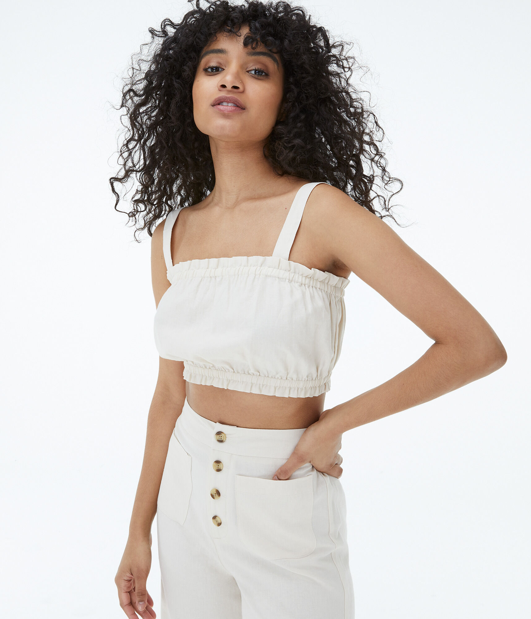 Ruffled Cropped Bubble Top***