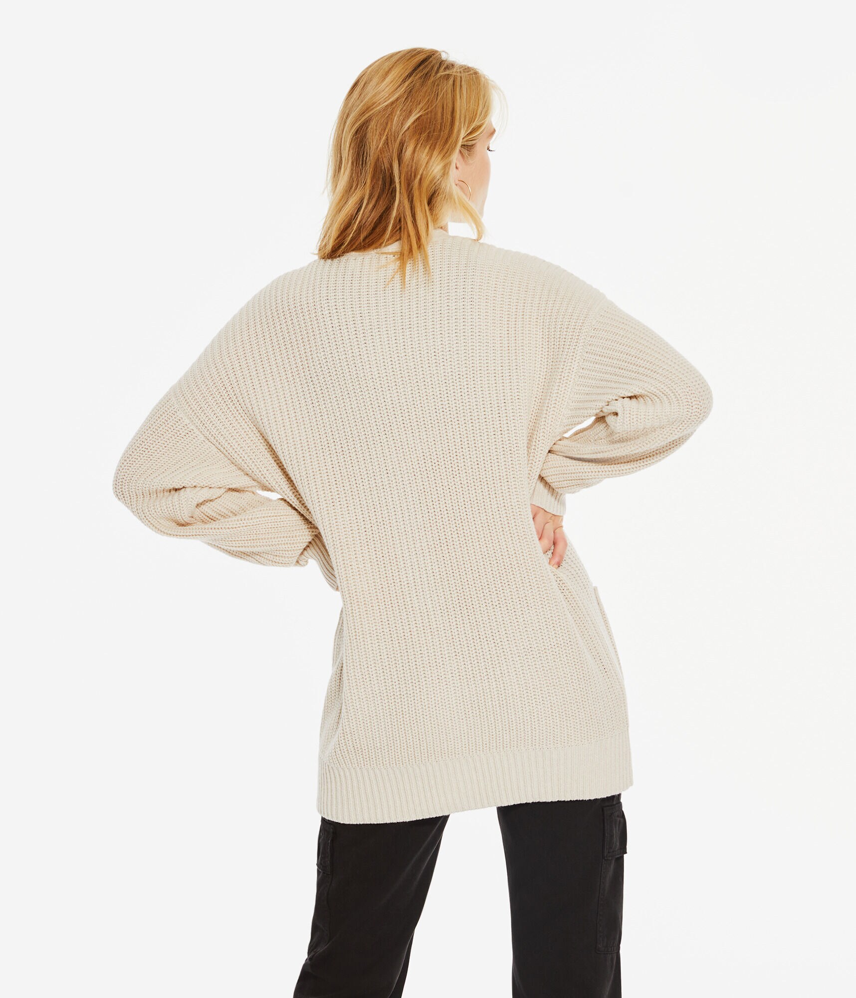 Ribbed Oversized V-Neck Cardigan