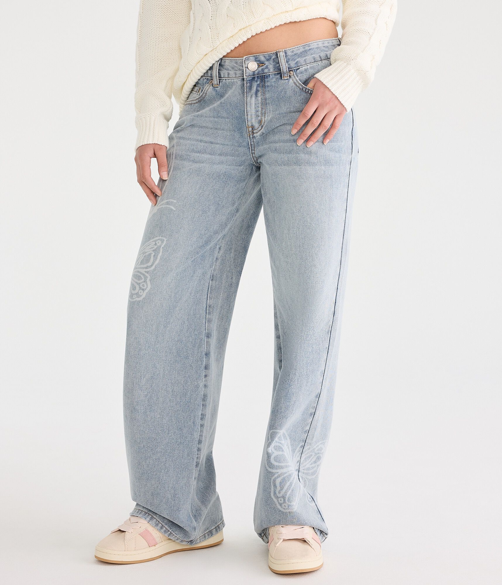 Low-Rise Baggy Wide Leg Butterflies Jean