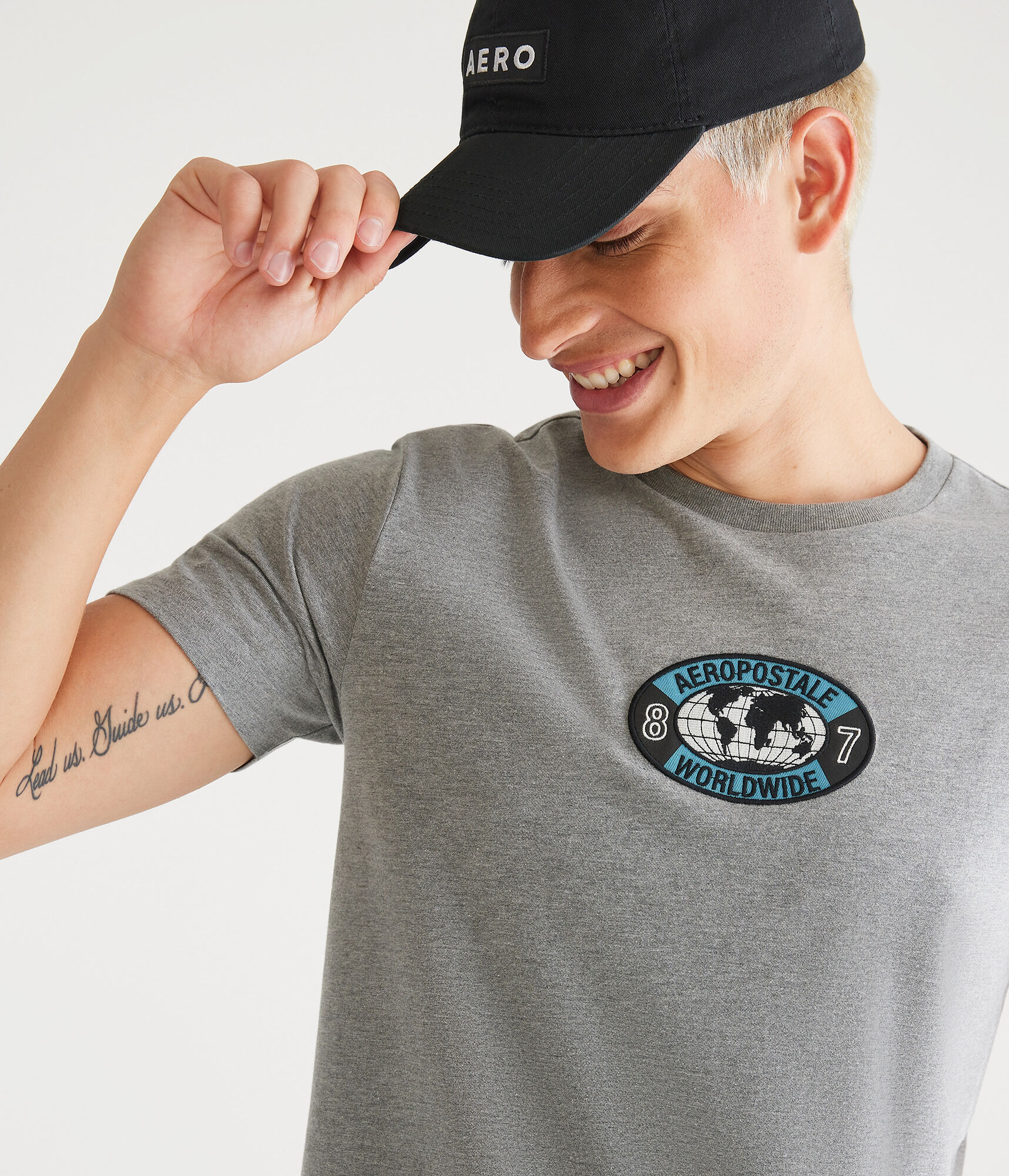 Aeropostale Worldwide Globe Appliqu&eacute; Graphic Tee