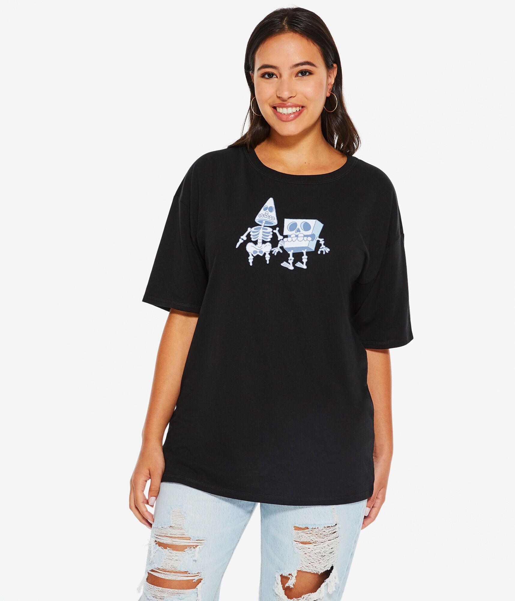 SpongeBob Skeletons Boyfriend Graphic Tee