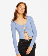 Long Sleeve Seriously Soft Keyhole Flyaway Cropped Baby Tee