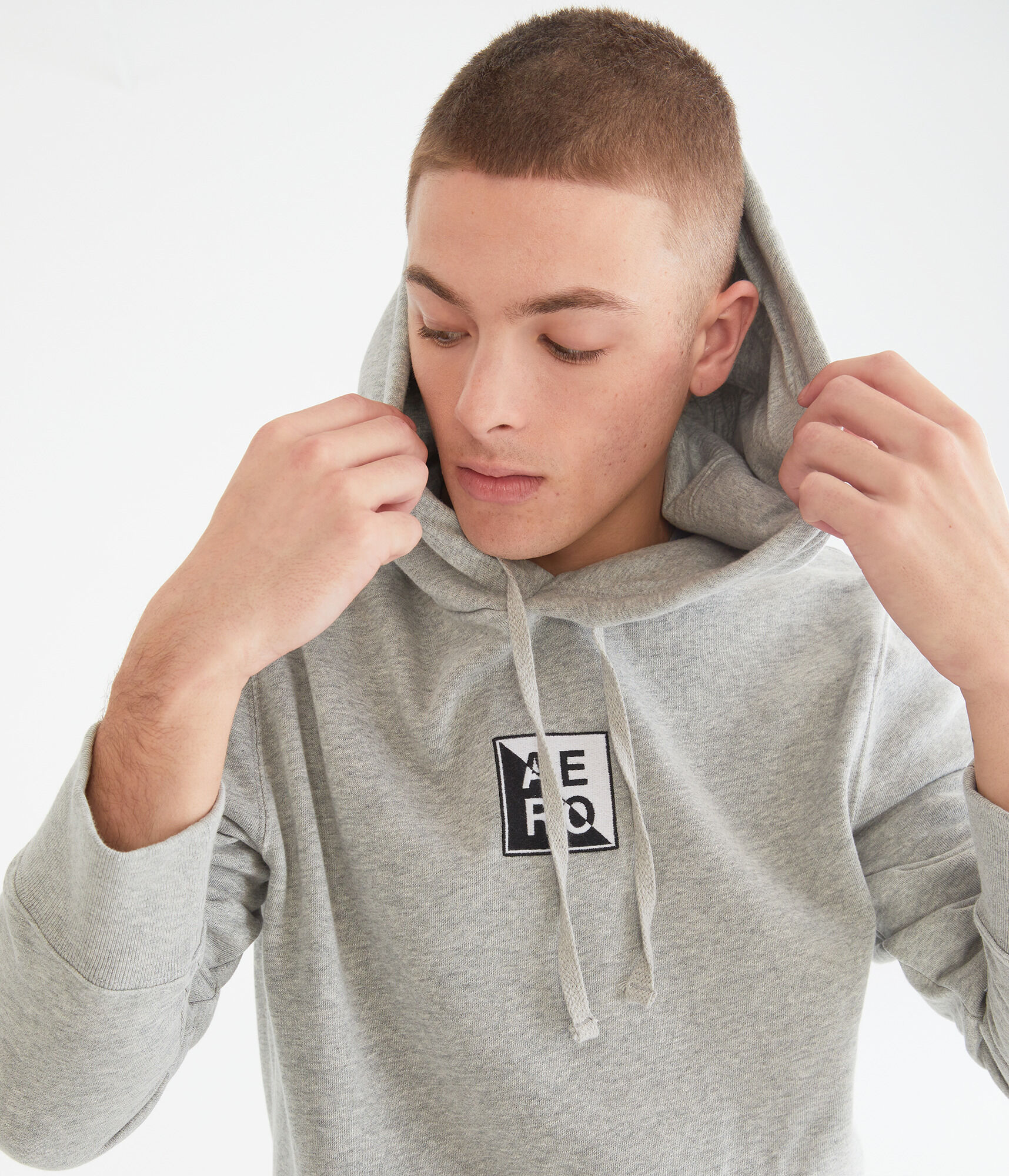 Stacked Split Box Logo Pullover Hoodie