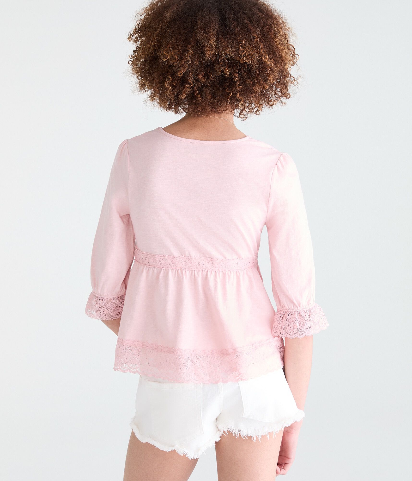 Elbow Sleeve Lace Peasant Top