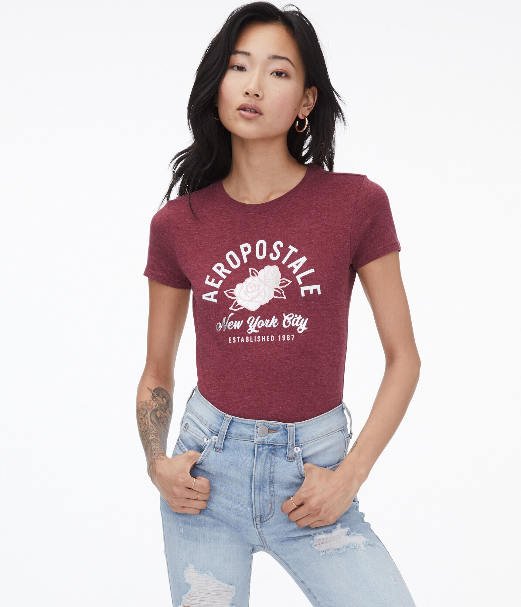 Aeropostale Roses Graphic Tee