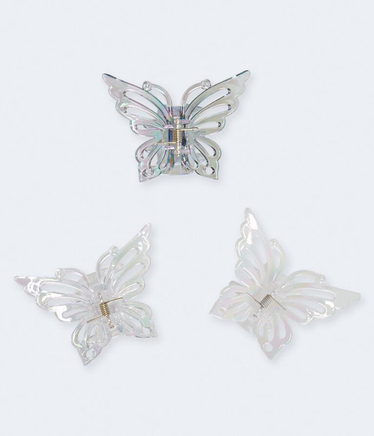 Large Iridescent Butterfly Claw Hair Clip 3-Pack