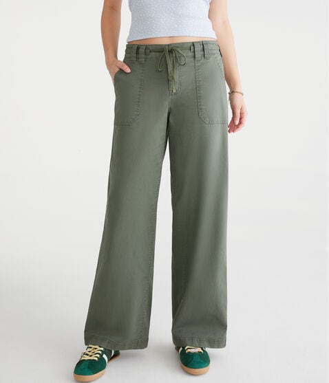 Low-Rise Twill Wide Leg Pants Low-Rise Twill Wide Leg Pants