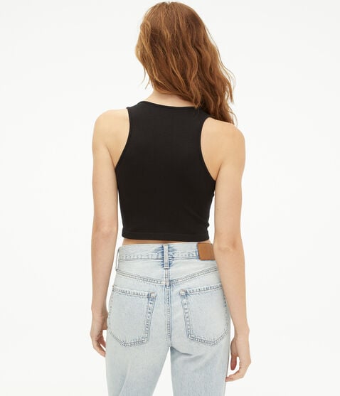 Seriously Soft Seamless Thermal Cropped Henley Tank