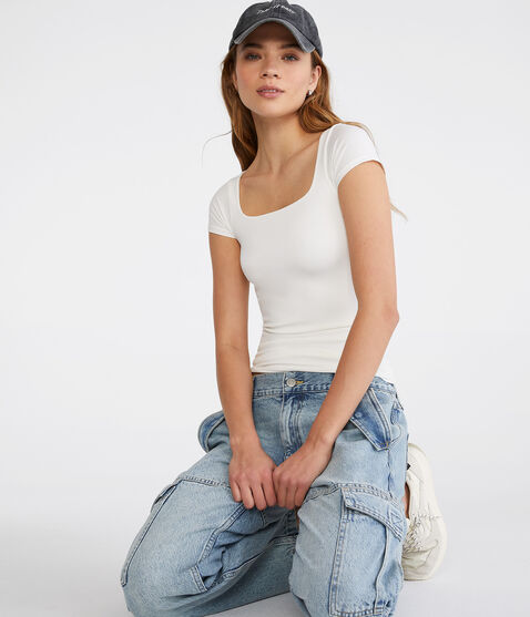 Seriously Soft Sculpt Square-Neck Tee Seriously Soft Sculpt Square-Neck Tee