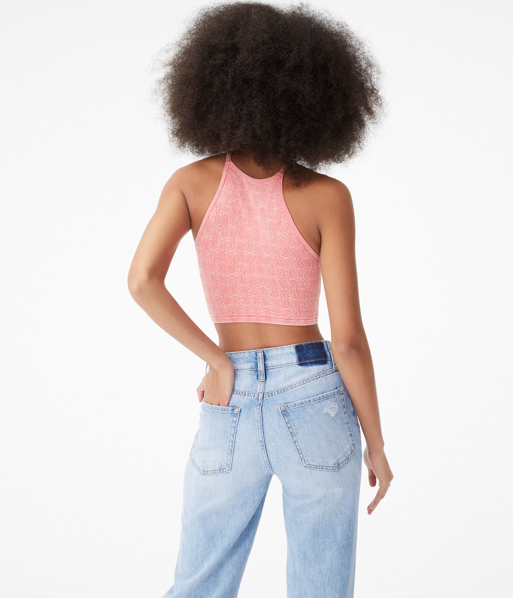 Seriously Soft Daisy Acid Wash Seamless High-Neck Cropped Tank