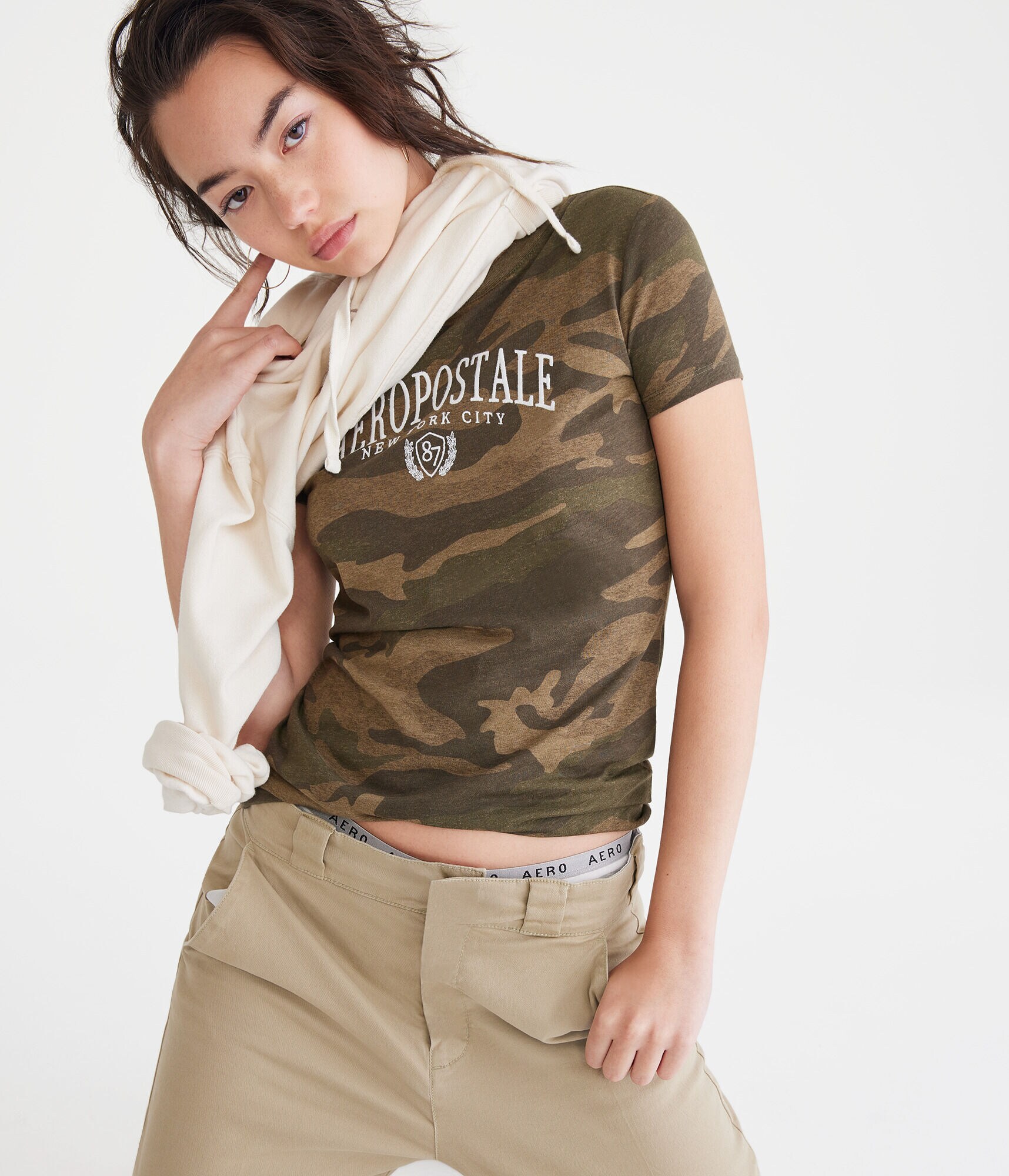 Aeropostale Crest Camo Graphic Tee