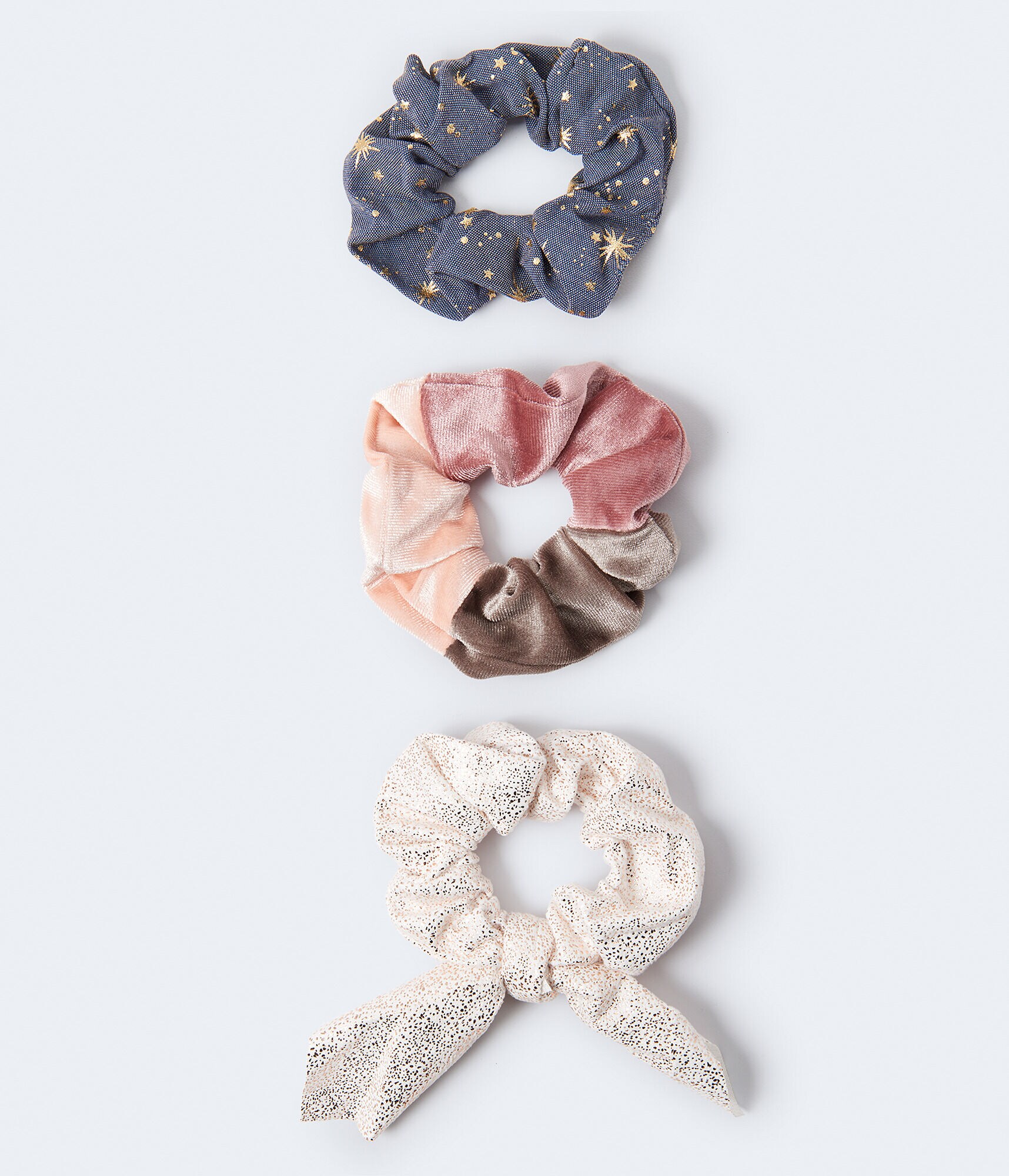 Metallic Dots Faux Suede Scrunchie 3-Pack