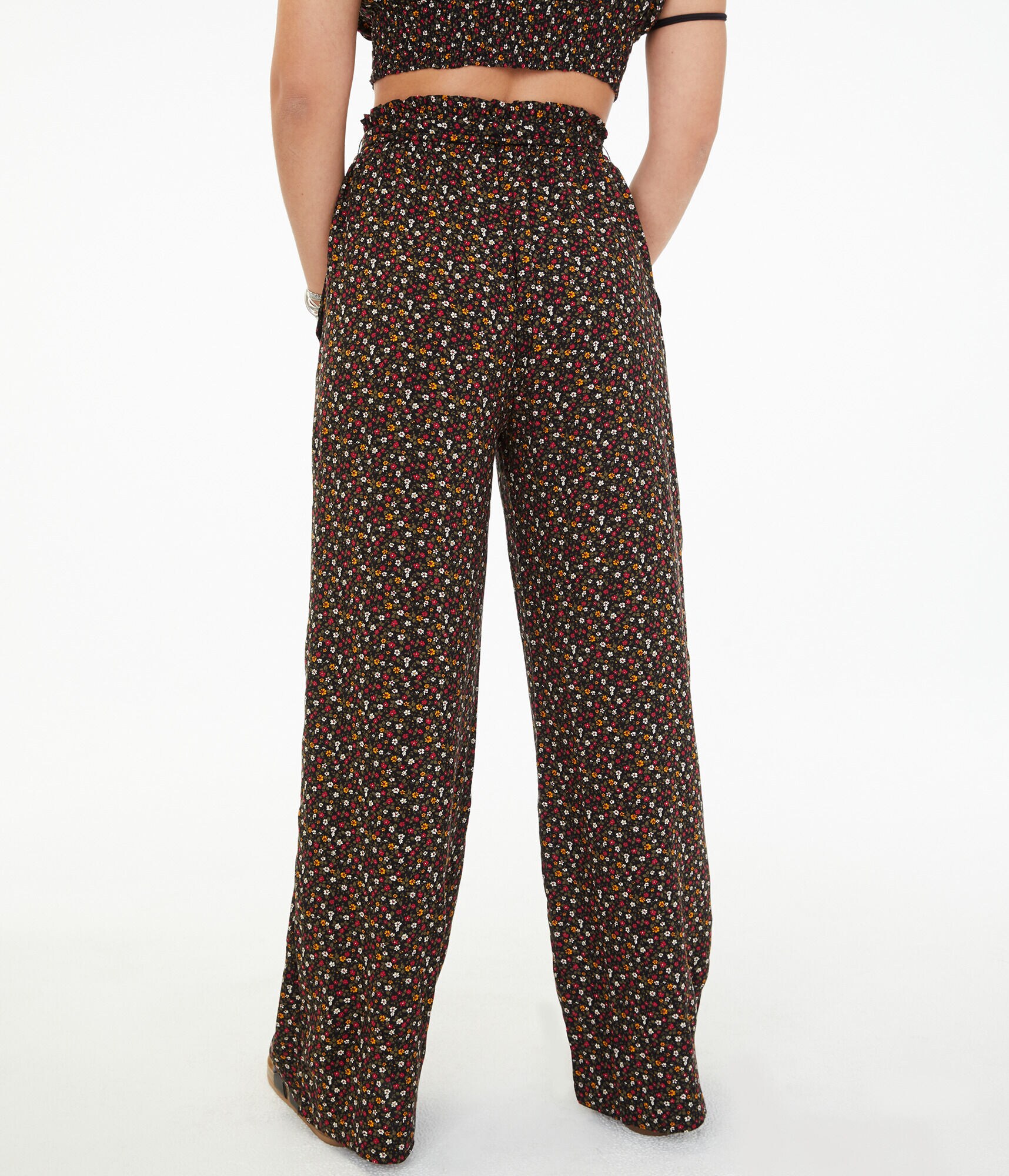 High-Rise Floral Wide-Leg Pants
