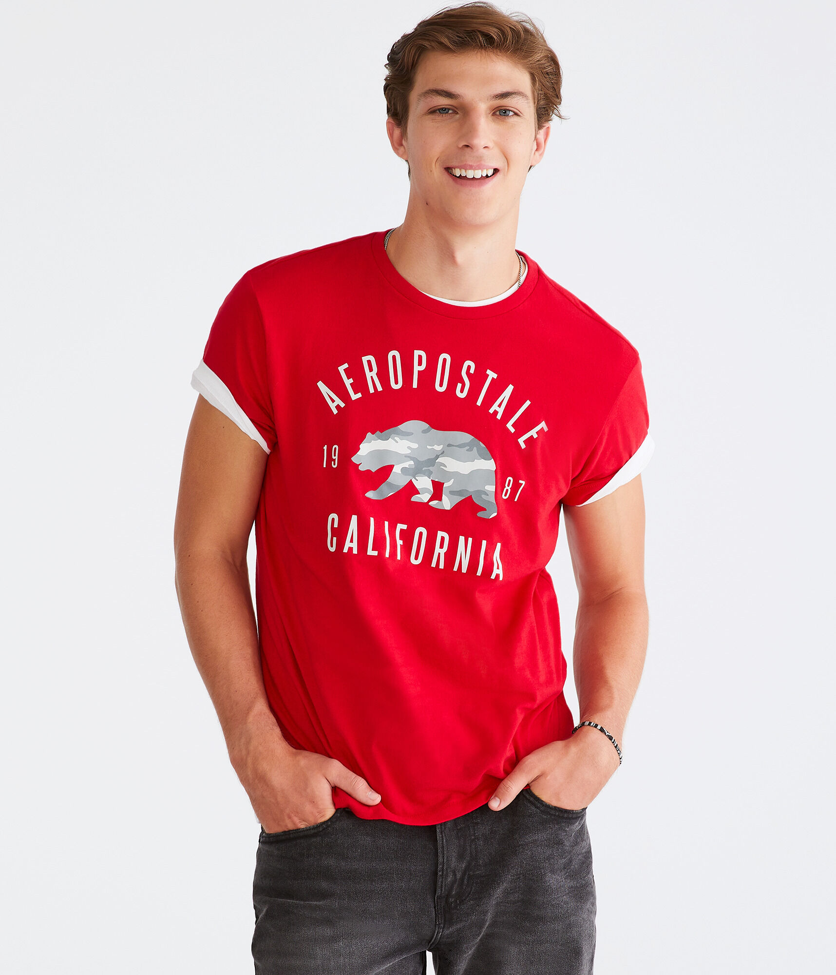 Aeropostale Camo Bear Graphic Tee