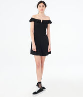 Solid V-Wire Off-The-Shoulder Fit & Flare Dress***