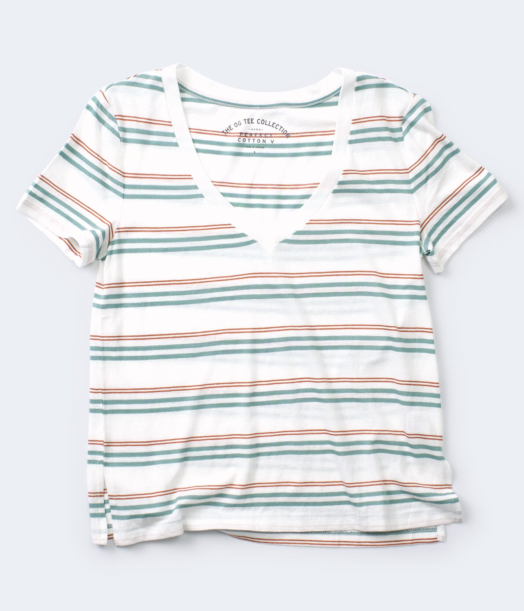 Perfect Cotton Striped V-Neck Tee