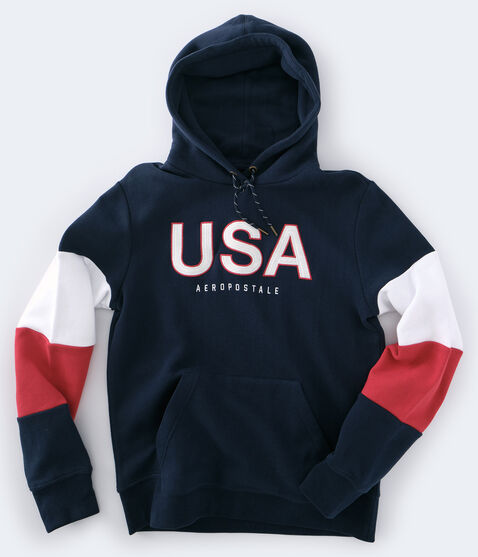 Aeropostale USA Colorblocked Pullover Hoodie Aeropostale USA Colorblocked Pullover Hoodie