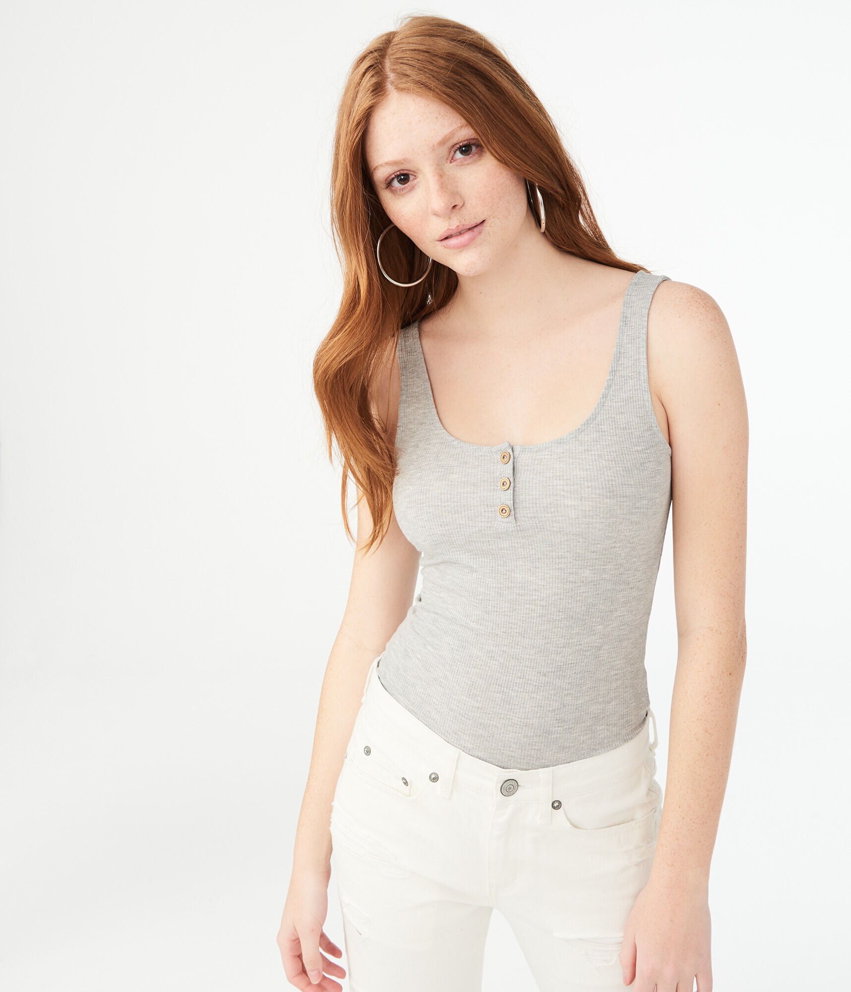 Seriously Soft Henley Bodycon Tank***