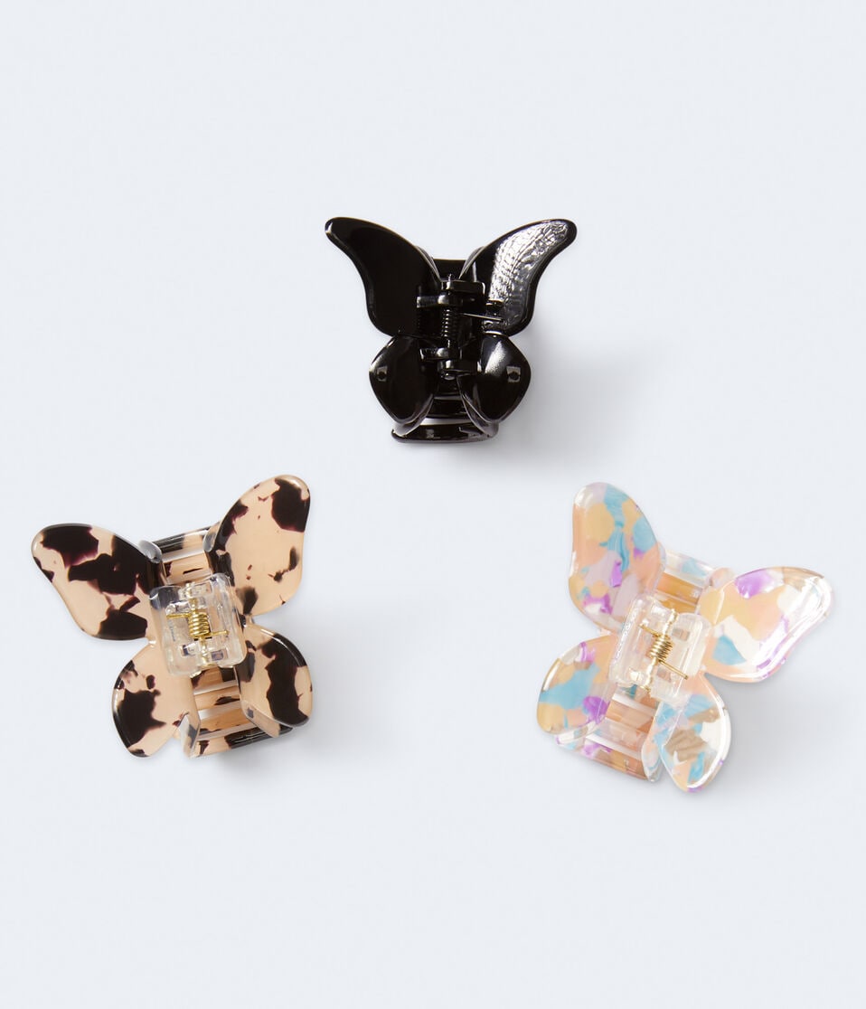Multi Mini Butterfly Claw Hair Clip 3-Pack