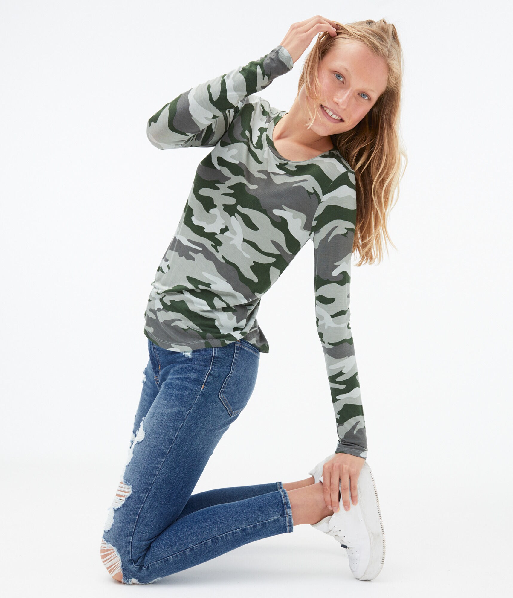 Long Sleeve Seriously Soft Camo Crew Tee