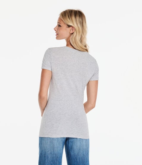 Aeropostale Crest Logo Flocked Graphic Tee