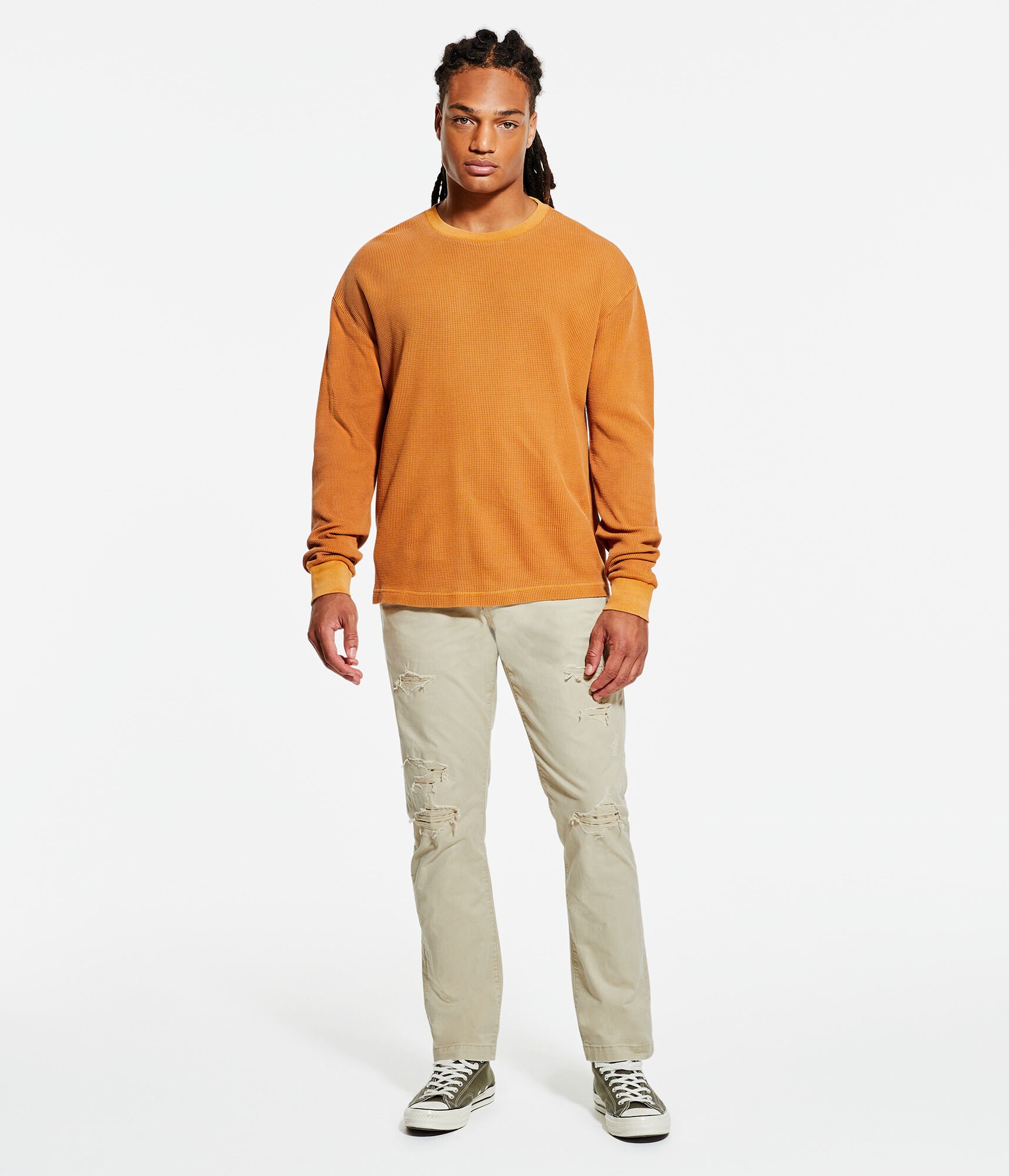 Long Sleeve Acid Wash Thermal Crew Tee