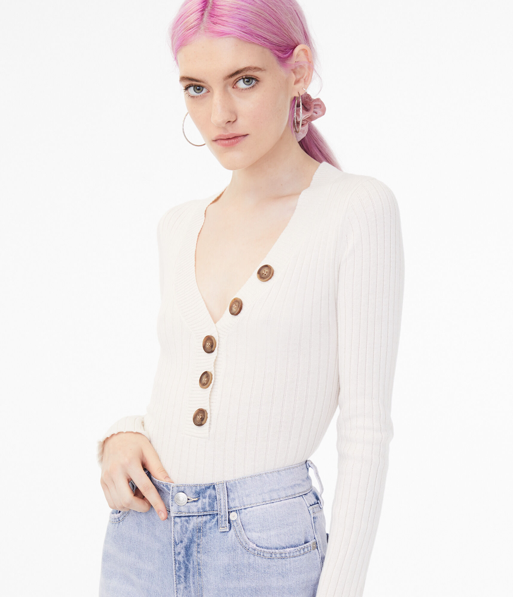 Long Sleeve Ribbed Bodycon Henley